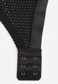 Born2be - Czarny Gładki Biustonosz z Cienkimi Ramiączkami z Siateczki Anzlea. Kolor: czarny. Materiał: tkanina. Wzór: gładki #7