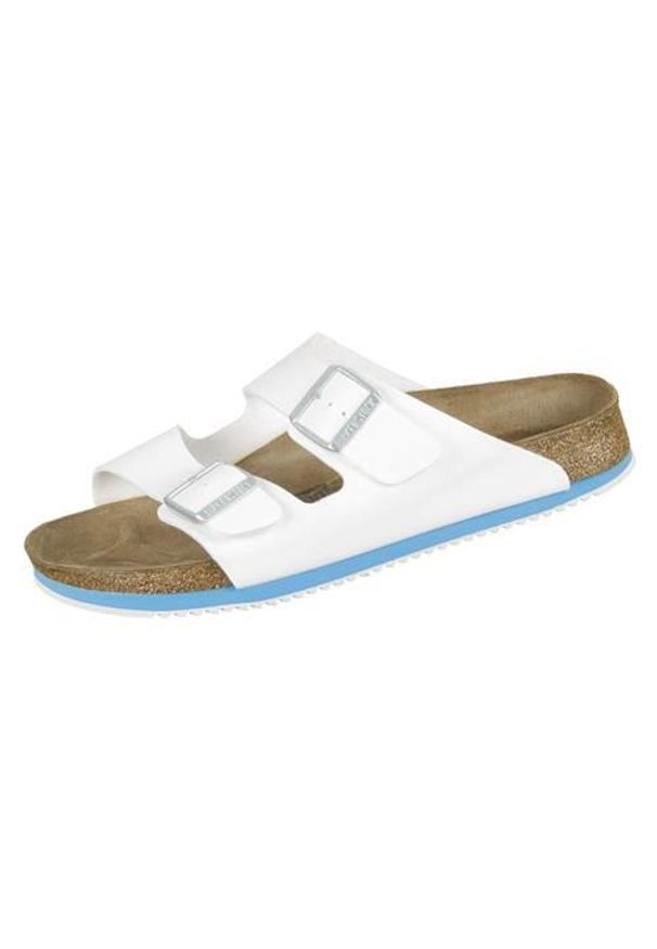 Klapki męskie Birkenstock Arizona. Zapięcie: klamry. Kolor: biały. Materiał: syntetyk, materiał. Szerokość cholewki: normalna. Sport: turystyka piesza