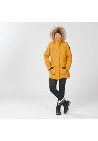 quechua - Parka turystyczna damska zimowa Quechua SH900 -20°C wodoodporna. Typ kołnierza: kołnierzyk stójkowy. Kolor: żółty. Materiał: futro, syntetyk. Sezon: zima #1