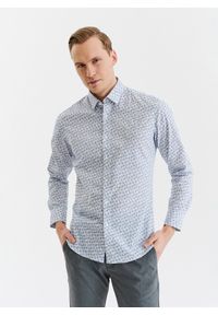 Pako Lorente - PAKO LORENTE – Biała koszula męska w niebieskie kwiaty. Typ kołnierza: kołnierzyk klasyczny. Kolor: biały, niebieski, wielokolorowy. Materiał: bawełna, elastan. Długość rękawa: długi rękaw. Długość: długie. Wzór: kwiaty. Styl: klasyczny #7
