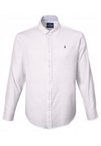 Lekka, Bawełniana Koszula Męska - Pako Jeans - Prosty Krój, Biała. Okazja: na co dzień. Typ kołnierza: button down. Kolor: biały. Materiał: bawełna. Sezon: lato. Styl: casual #1