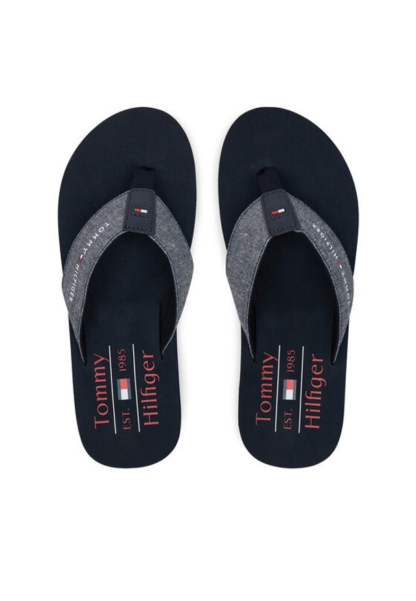 TOMMY HILFIGER - Tommy Hilfiger Japonki Chambray Beach Sandal FM0FM05570 Granatowy. Kolor: niebieski. Materiał: materiał