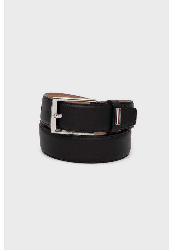 TOMMY HILFIGER - Tommy Hilfiger pasek skórzany BUSINESS ADJ 3.5 męski kolor czarny. Kolor: czarny. Materiał: skóra