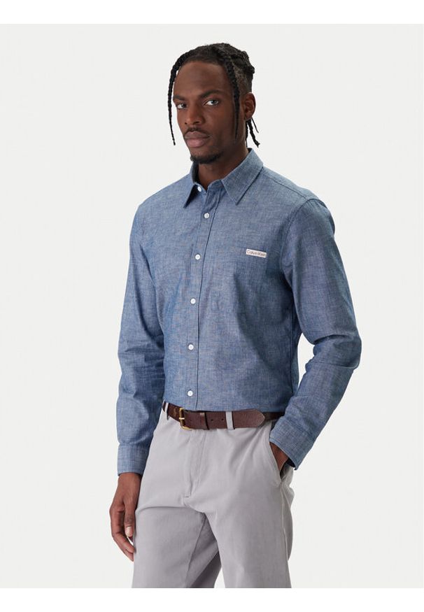 Calvin Klein Jeans Koszula Chambray Classic LV04RF109G Granatowy Regular Fit. Kolor: niebieski. Materiał: bawełna