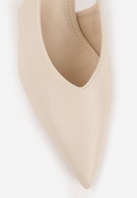 Renee - Beżowe Szpilki Slingback VICES z Cholewką z Wycięciem V Natonale. Zapięcie: bez zapięcia. Kolor: beżowy. Materiał: koronka. Szerokość cholewki: normalna. Obcas: na szpilce #4