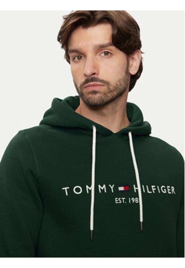 TOMMY HILFIGER - Tommy Hilfiger Bluza Logo MW0MW11599 Zielony Regular Fit. Kolor: zielony. Materiał: bawełna