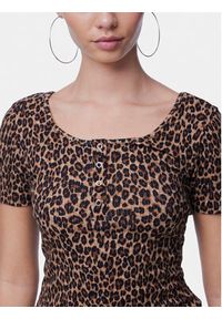 Pieces T-Shirt Kitte 17148392 Brązowy Slim Fit. Kolor: brązowy. Materiał: bawełna #2