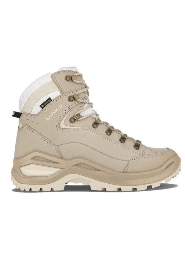Buty trekkingowe damskie Lowa Renegade Evo Mid Gtx. Wysokość cholewki: za kostkę. Kolor: beżowy. Materiał: skóra. Szerokość cholewki: normalna. Styl: sportowy. Sport: turystyka piesza