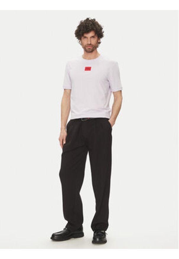 Hugo - HUGO T-Shirt Diragolino212 50447978 Fioletowy Regular Fit. Kolor: fioletowy. Materiał: bawełna