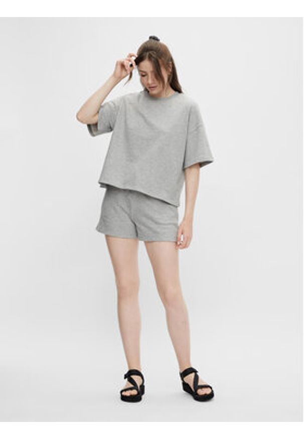 Pieces T-Shirt Chilli Summer 17118870 Szary Loose Fit. Kolor: szary. Materiał: syntetyk, bawełna