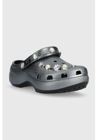 Crocs klapki Classic Platform Crystals Pearls Clog damskie kolor czarny na platformie 208342. Kolor: czarny. Obcas: na platformie #3
