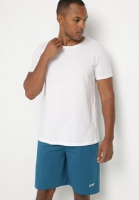 Born2be - Niebieskie Szorty z Bawełną Dresowe z Gumką w Pasie Lirasene. Okazja: na co dzień. Kolor: niebieski. Materiał: dresówka, bawełna. Styl: casual #7
