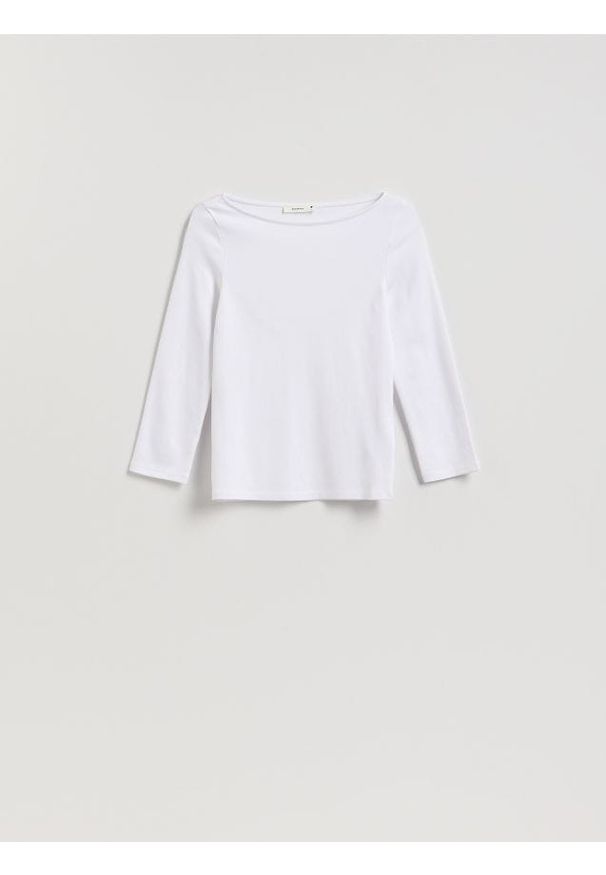 Reserved - Bawełniany longsleeve - biały. Kolor: biały. Materiał: bawełna. Długość rękawa: długi rękaw