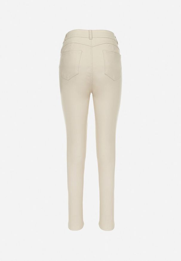 Born2be - Jasnobeżowe Spodnie Skinny Push Up Zami. Okazja: na co dzień. Kolekcja: plus size. Kolor: beżowy. Wzór: aplikacja. Styl: casual, elegancki