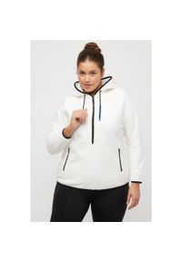 ULLA POPKEN - Damskie Polarowa bluza nadrukowane współrzędne zasuwane kieszenie długie rękawy. Kolekcja: plus size. Kolor: biały. Materiał: poliester, materiał. Długość rękawa: długi rękaw. Długość: długie. Sezon: zima. Sport: narciarstwo #1