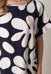 Born2be - Niebieski Komplet z Wiskozy Bluzka z Falbankami i Szerokie Spodnie w Liście Thalla. Kolor: niebieski. Materiał: wiskoza #3