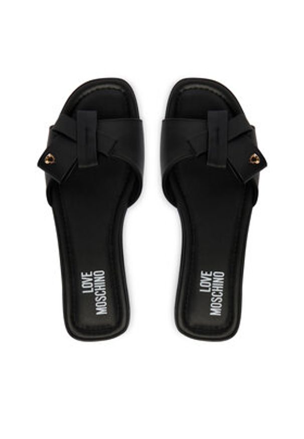 Love Moschino - LOVE MOSCHINO Klapki JA28142G0OIE0000 Czarny. Kolor: czarny. Materiał: skóra