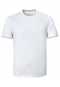 Jednokolorowa Koszulka z Lamówką - Pako Jeans - Biała. Okazja: na co dzień. Kolor: biały. Materiał: bawełna. Styl: casual #1