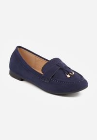 Renee - Granatowe Mokasyny Ozdobione Metalowymi Aplikacjami Eunilla. Okazja: na co dzień. Kolor: niebieski. Materiał: jeans. Wzór: aplikacja. Styl: elegancki, klasyczny, casual #6