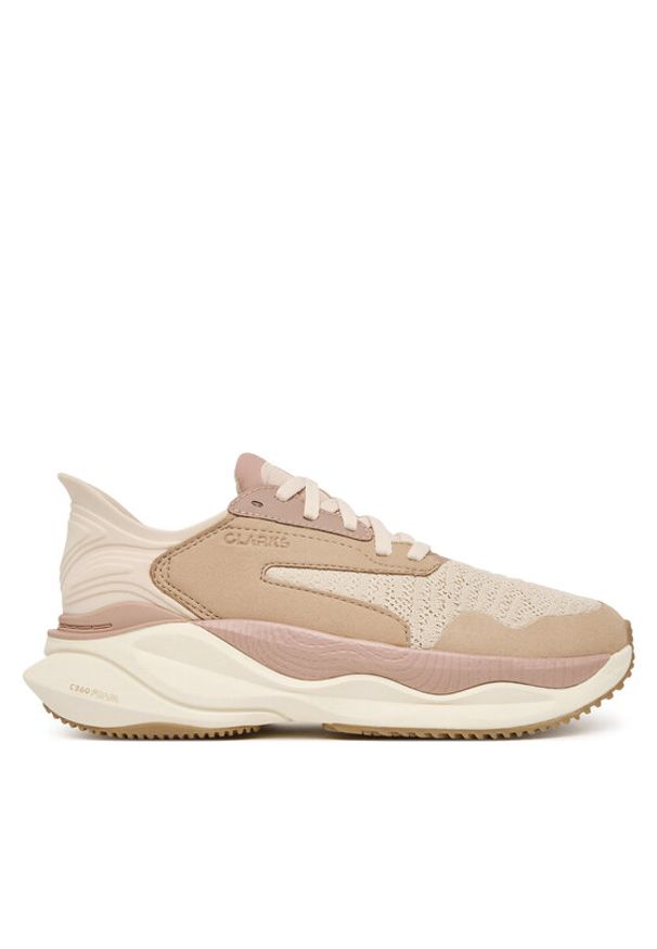 Clarks Sneakersy Clarks Pace. 26184591 Beżowy. Kolor: beżowy. Materiał: skóra, zamsz