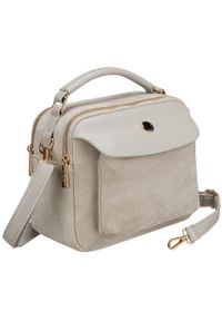 Modna szara listonoszka damska na ramię miejska mała saszetka na suwak skóra ekologiczna Peterson PTN MX02-P. Kolor: szary. Materiał: skórzane. Rozmiar: małe. Rodzaj torebki: na ramię #1