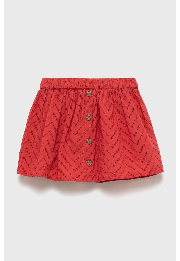United Colors of Benetton spódnica bawełniana dziecięca kolor czerwony mini rozkloszowana. Kolor: czerwony. Materiał: bawełna