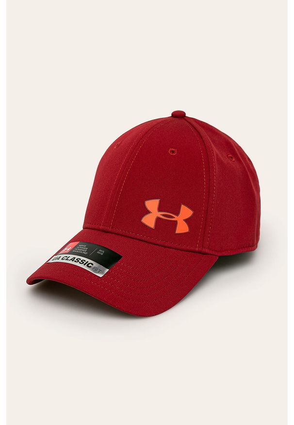 Under Armour - Czapka. Kolor: brązowy. Materiał: poliester, dzianina. Wzór: aplikacja