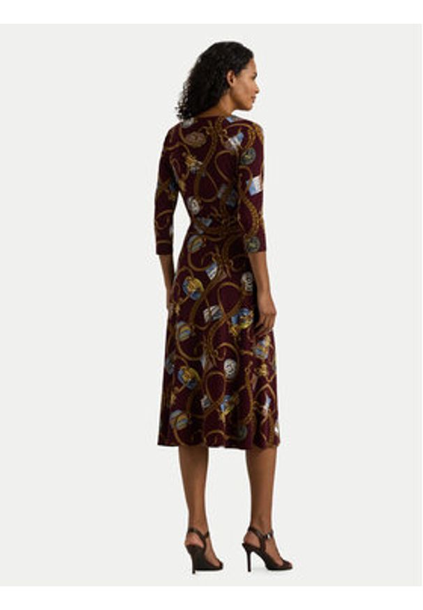 Lauren Ralph Lauren - LAUREN RALPH LAUREN Sukienka codzienna 250951440001 Bordowy Slim Fit. Okazja: na co dzień. Kolor: czerwony. Materiał: syntetyk. Typ sukienki: proste. Styl: casual