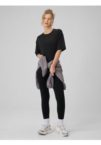 4f - 4F Legginsy dzianinowe damskie - czarne XS. Okazja: na spacer, na co dzień, do domu. Kolor: czarny. Materiał: dzianina. Długość: do kostek. Styl: casual. Sport: turystyka piesza #1