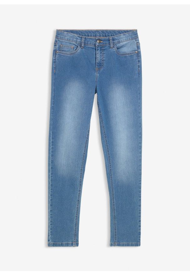 bonprix - Dżinsy dziewczęce skinny fit, mid waist. Kolor: niebieski. Styl: klasyczny