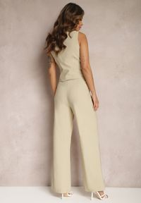 Renee - Beżowy Garniturowy Komplet Kamizelka i Proste Spodnie High Waist Nithriella. Kolor: beżowy #3