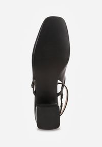 Born2be - Czarne Czółenka na Kwadratowym Obcasie z Ozdobnymi Paseczkami i Sprzączką Elarose. Okazja: na co dzień. Zapięcie: sprzączka. Kolor: czarny. Materiał: jeans. Obcas: na obcasie. Styl: wizytowy, casual, klasyczny, elegancki. Wysokość obcasa: średni #4