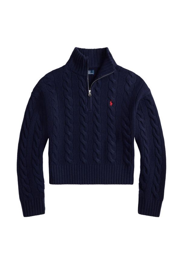 Polo Ralph Lauren Sweter 211972130004 Granatowy Relaxed Fit. Typ kołnierza: polo. Kolor: niebieski. Materiał: wełna