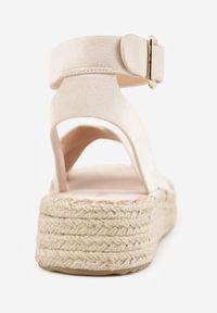 Renee - Beżowe Sandały z Plecionki w Stylu Boho VICES z Paskami w Kształcie X Nahmala. Okazja: na co dzień. Zapięcie: pasek. Kolor: beżowy. Wzór: paski, aplikacja. Sezon: lato. Styl: boho #9