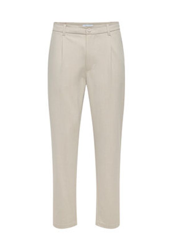 Only & Sons Chinosy Lou 22031615 Beżowy Tapered Fit. Kolor: beżowy. Materiał: syntetyk