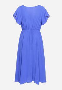 Born2be - Granatowa Plisowana Sukienka z Kopertowym Dekoltem i Gumką w Talii Waretta. Typ kołnierza: dekolt kopertowy. Kolor: niebieski. Typ sukienki: kopertowe. Styl: elegancki #7