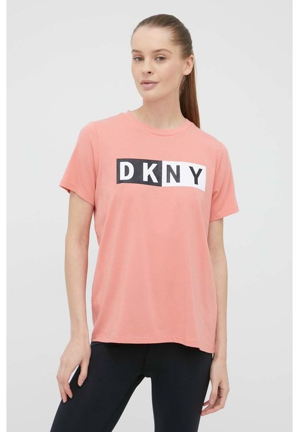 DKNY - Dkny - T-shirt DP1T5894 damski kolor różowy. Kolor: różowy. Wzór: nadruk
