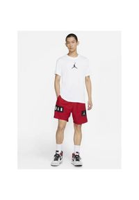 Koszulka sportowa męska Nike Air Jordan Jumpman. Kolor: biały. Materiał: bawełna, poliester. Długość rękawa: krótki rękaw. Długość: krótkie
