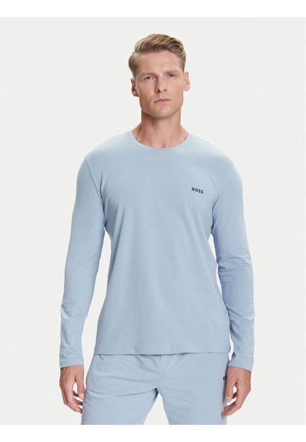 BOSS Longsleeve Mix&Match 50515389 Błękitny Regular Fit. Kolor: niebieski. Materiał: bawełna. Długość rękawa: długi rękaw