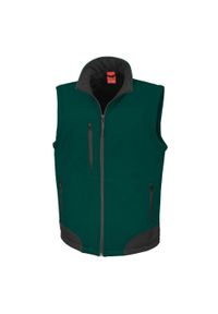 RESULT - Męska Oddychająca Kurtka Przeciwdeszczowa Softshell Bodywarmer. Kolor: zielony, czarny, wielokolorowy. Materiał: softshell