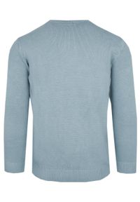 Męski Sweter z Dzianiny Bawełnianej - Colosseo - Zgaszony Błękit. Okazja: na spotkanie biznesowe, na co dzień. Kolor: niebieski. Materiał: bawełna. Styl: casual, elegancki, biznesowy #3
