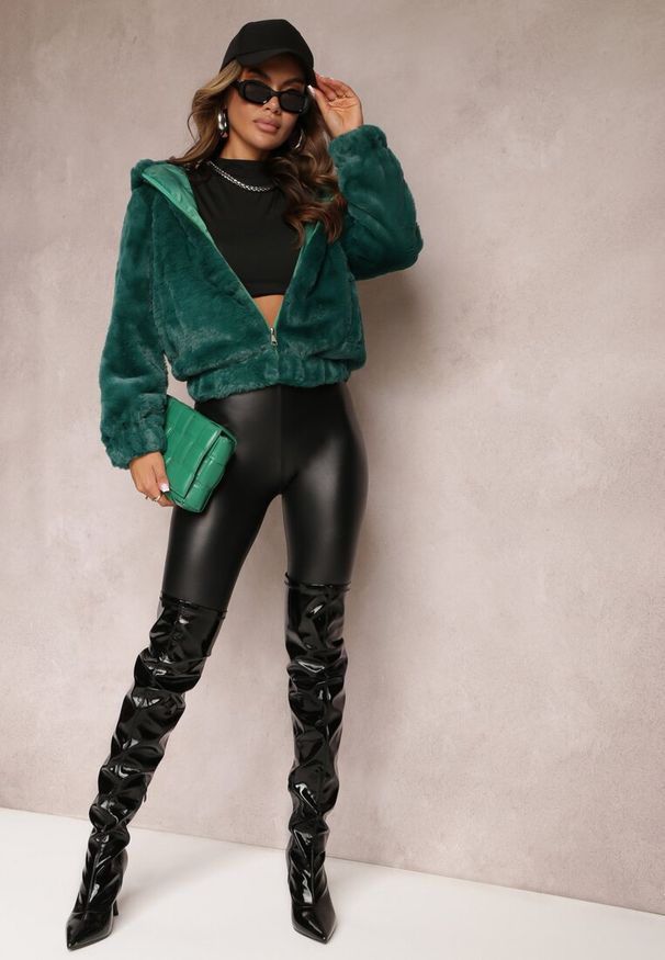 Renee - Ciemnozielona Kurtka Futerko Teddy Oversize Fofana. Kolor: zielony. Materiał: futro