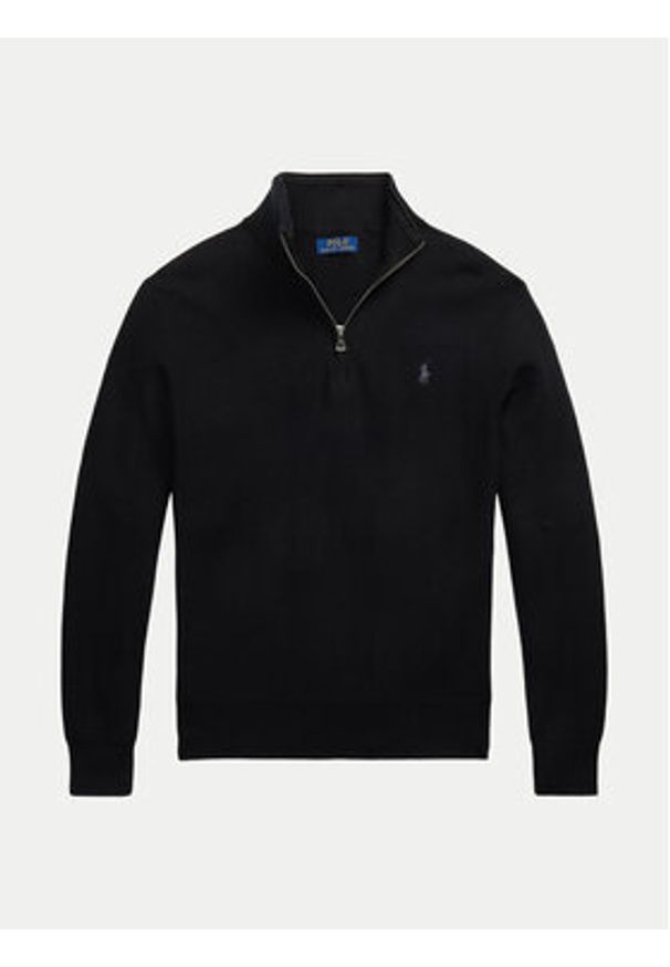 Polo Ralph Lauren Sweter 710932304505 Czarny Regular Fit. Typ kołnierza: polo. Kolor: czarny. Materiał: bawełna