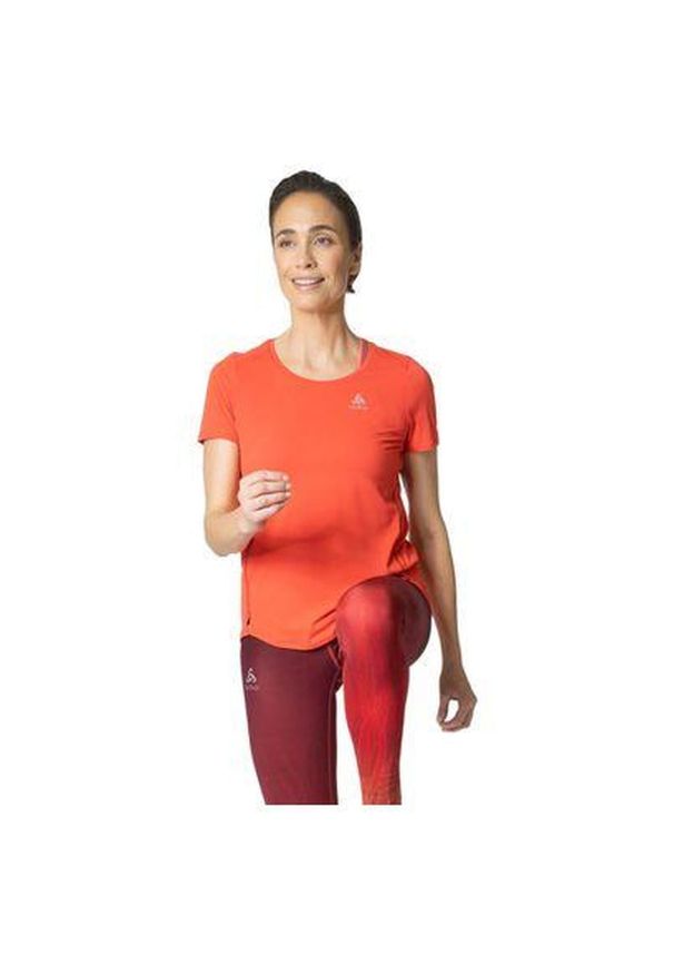 Koszulka tech. damska Odlo T-shirt crew neck s/s ZEROWEIGHT CHILL-T. Kolor: czerwony, pomarańczowy