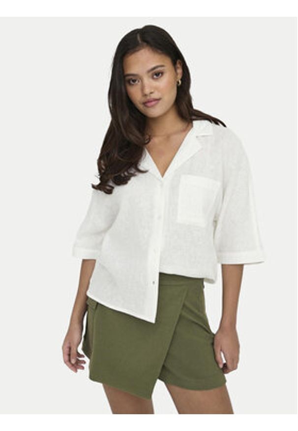 only - ONLY Koszula Tokyo 15314215 Biały Regular Fit. Kolor: biały. Materiał: wiskoza, len