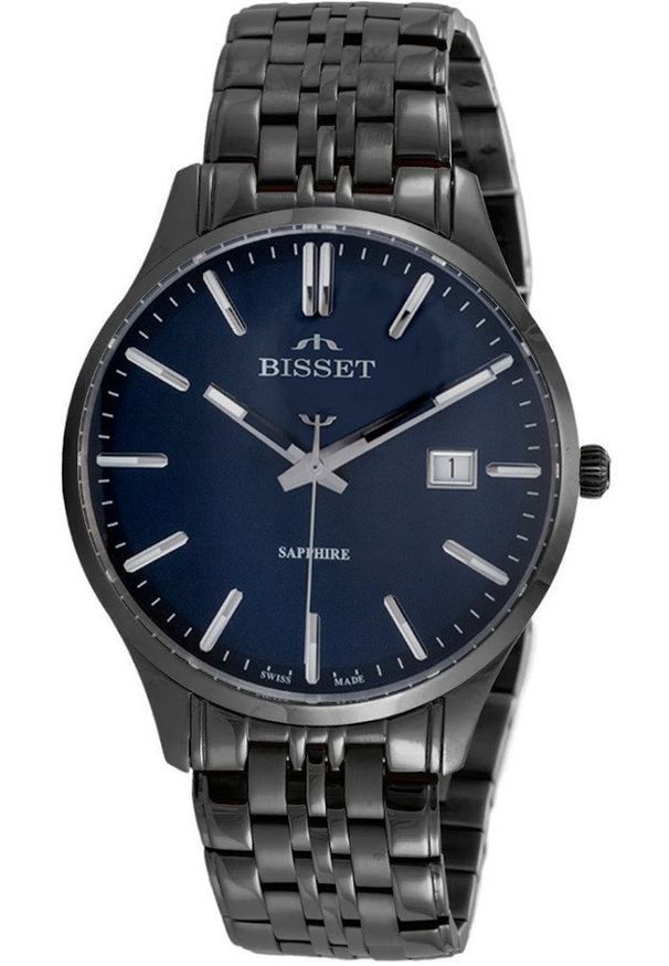 Szwajcarski zegarek męski Bisset BSDF38 szafirowe szkło grafitowy gt. Kolor: szary, niebieski, wielokolorowy