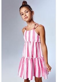 Mayoral - Sukienka dziecięca. Materiał: tkanina, bawełna. Długość rękawa: na ramiączkach. Typ sukienki: rozkloszowane. Długość: mini #1