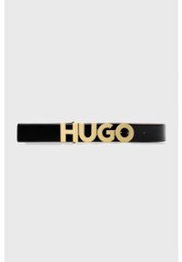 Hugo - HUGO pasek skórzany damski kolor czarny. Kolor: czarny. Materiał: skóra #1