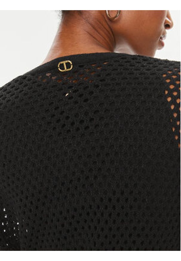 TwinSet - TWINSET Kardigan 241TT3083 Czarny Regular Fit. Kolor: czarny. Materiał: bawełna