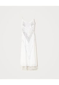 TwinSet - TWINSET - Biała sukienka z koralikami. Kolor: biały. Długość rękawa: na ramiączkach. Wzór: aplikacja, haft. Styl: elegancki. Długość: maxi #2